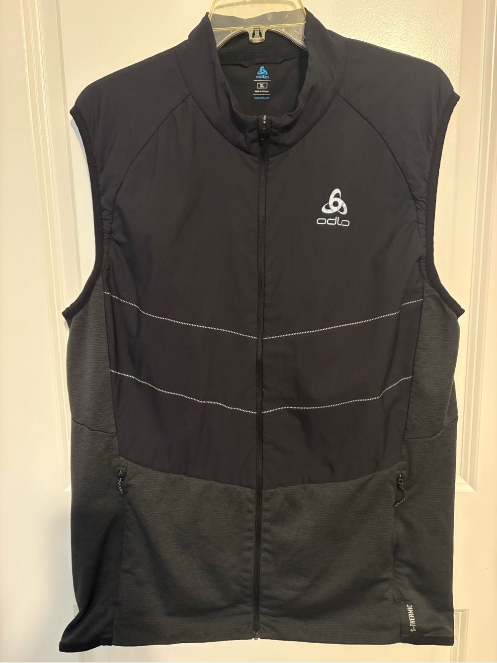 ODLO Men’s Size XL Run Easy S-Thermic Running Vest Gilet Jacket Black & Grey